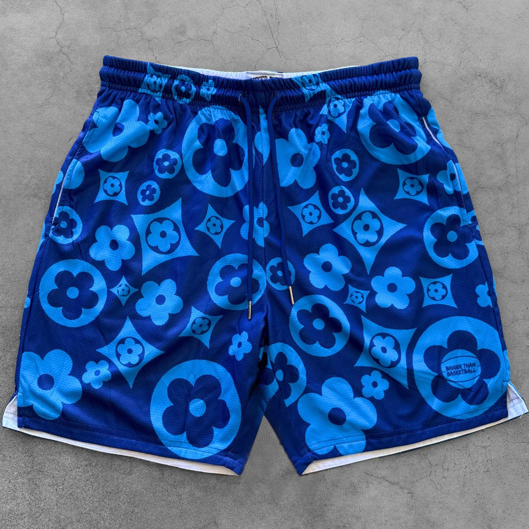 Buckets & Blooms - Shorts - Blue