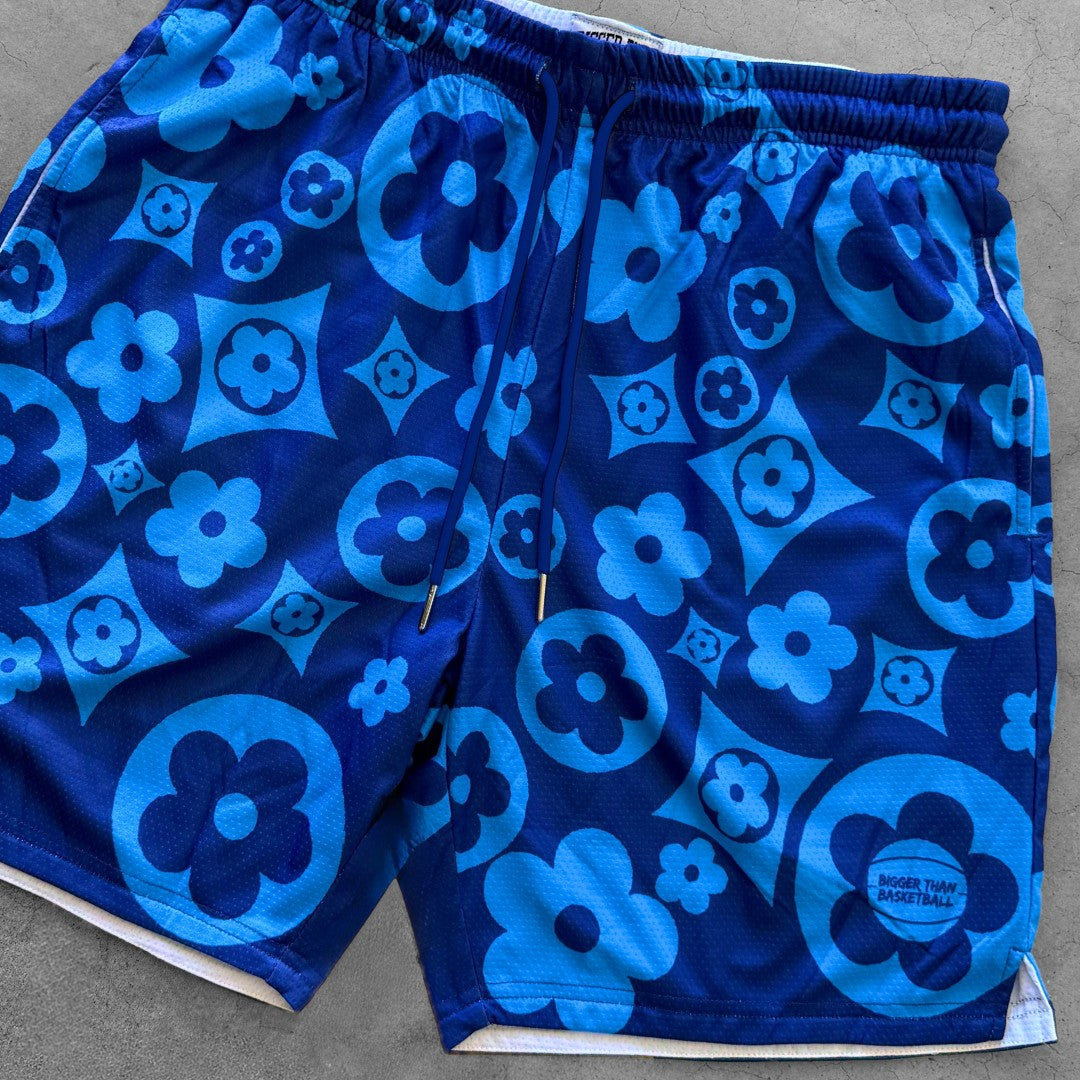 Buckets & Blooms - Shorts - Blue