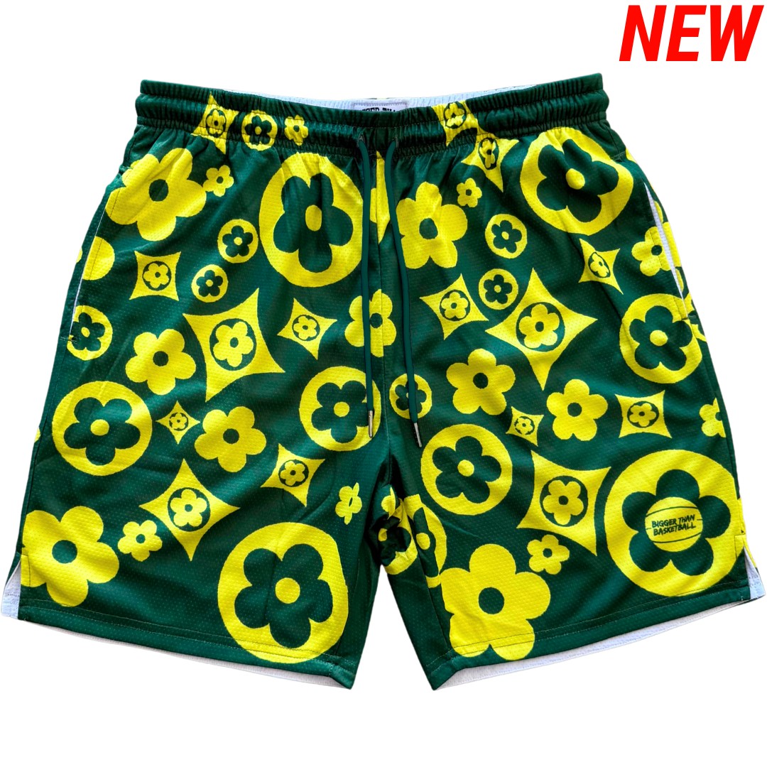 Buckets & Blooms - Shorts - Green/Yellow