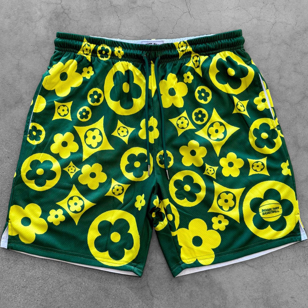 Buckets & Blooms - Shorts - Green/Yellow