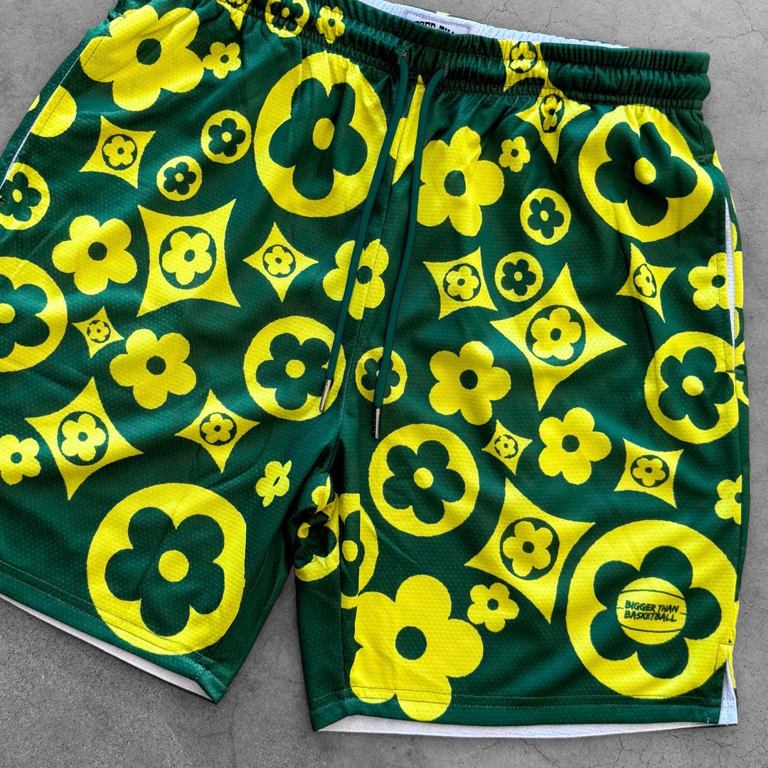 Buckets & Blooms - Shorts - Green/Yellow
