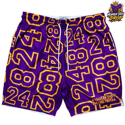 8/24 Jersey Number - Shorts - Purple/Gold