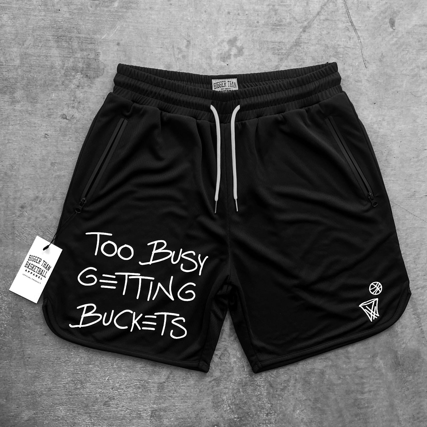 Too Busy Getting Buckets - Shorts - Black - Youth – Bigger Than Basketball