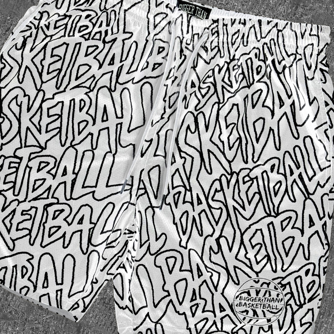 "Basketball" Graffiti - Shorts - White
