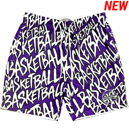 "Basketball" Graffiti - Shorts - Purple