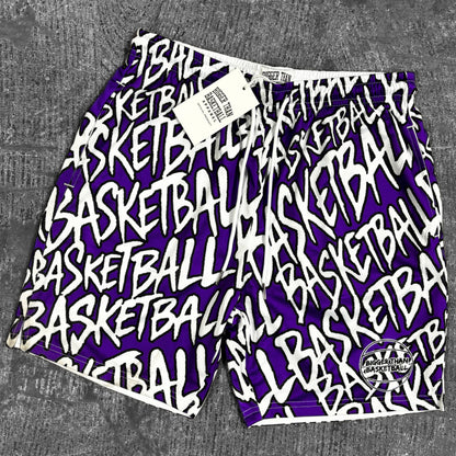 "Basketball" Graffiti - Shorts - Purple