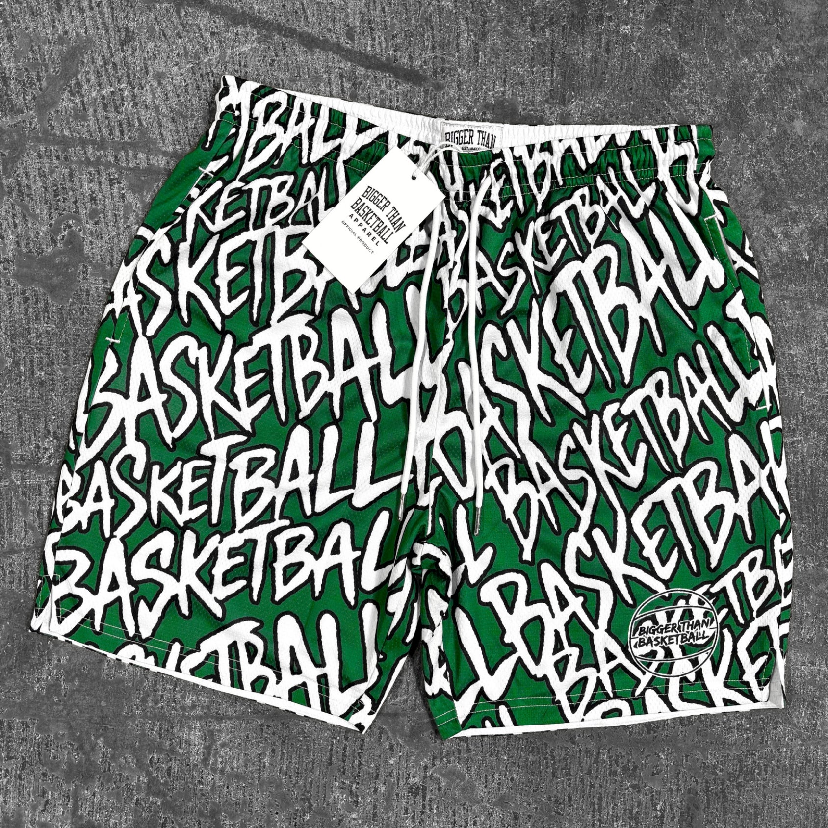 "Basketball" Graffiti - Shorts - Green