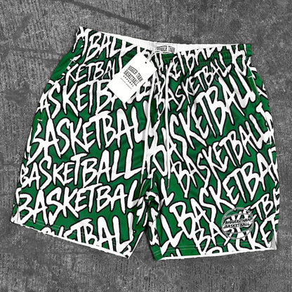 "Basketball" Graffiti - Shorts - Green