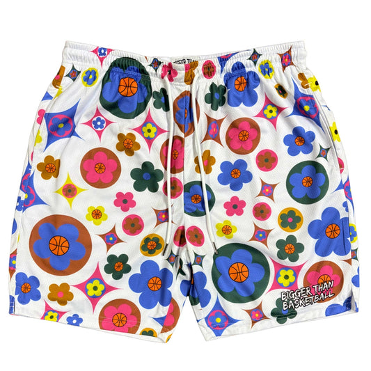 Buckets & Blooms - Shorts - White