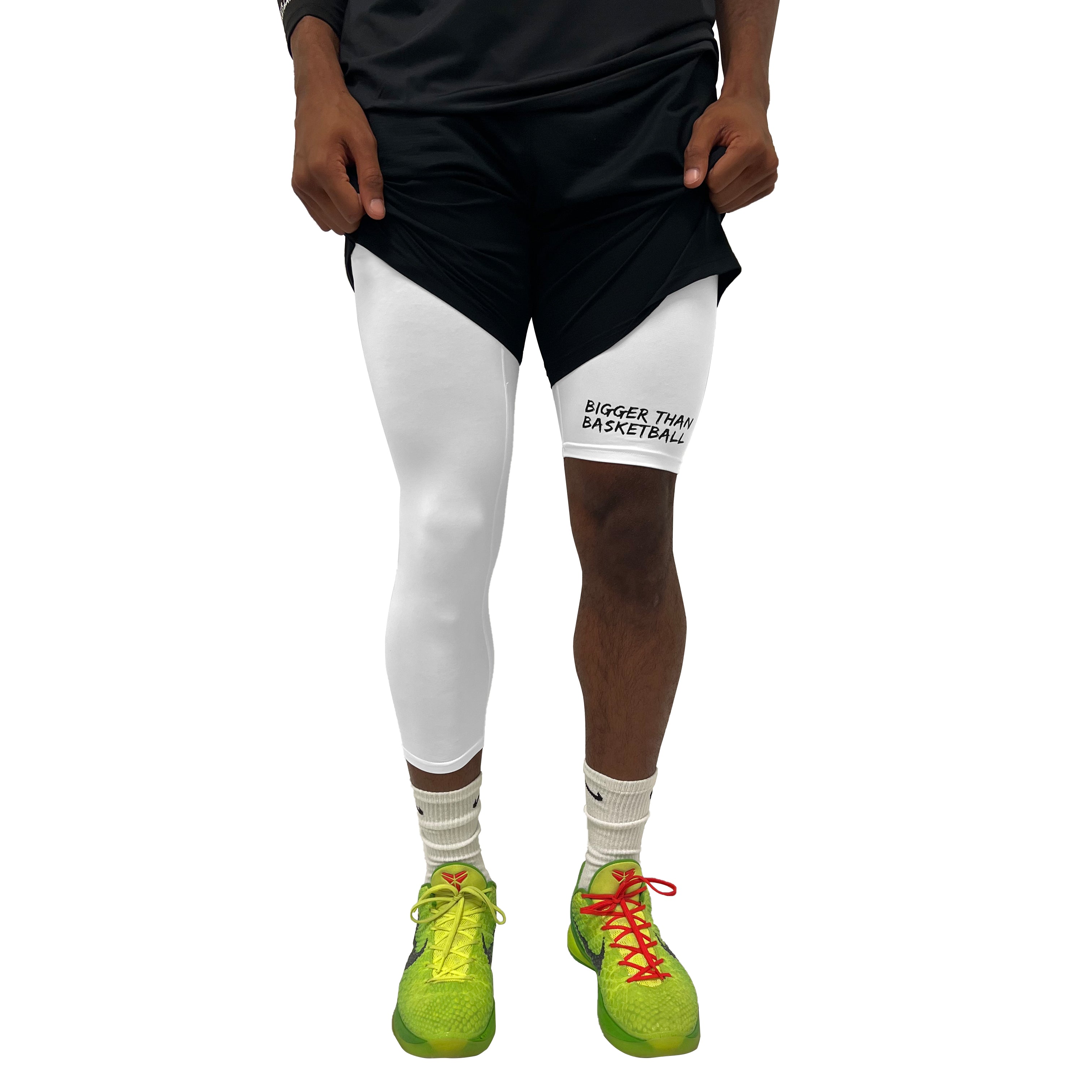 1Pc Basketball Single Leg Leggings Men's Sports Training Pants Fitness Long  Short Leggings White 1 S